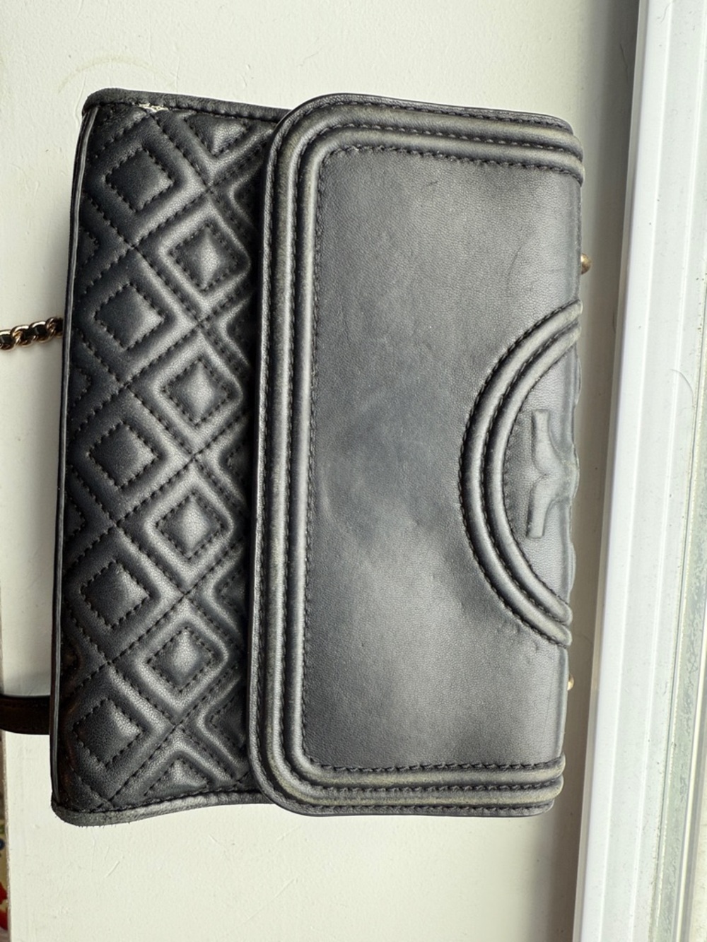 Tory Burch Black Quilted & Smooth Leather Crossbody